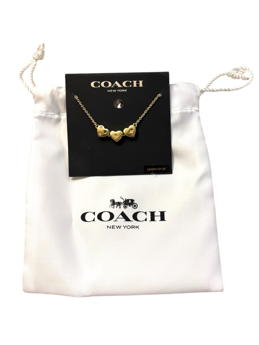 NWT Coach Heart Cluster Pendant Necklace Gold Multi Crystal CDS73 - Picture 1 of 7